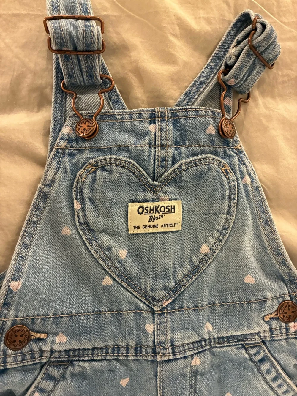 OshKosh B'gosh Heart Denim Overalls 12 Months